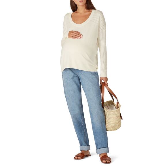 HATCH Cream Wool Cashmere Scoop Neckline Maternity Layering Neck Top size 0 - Picture 1 of 10